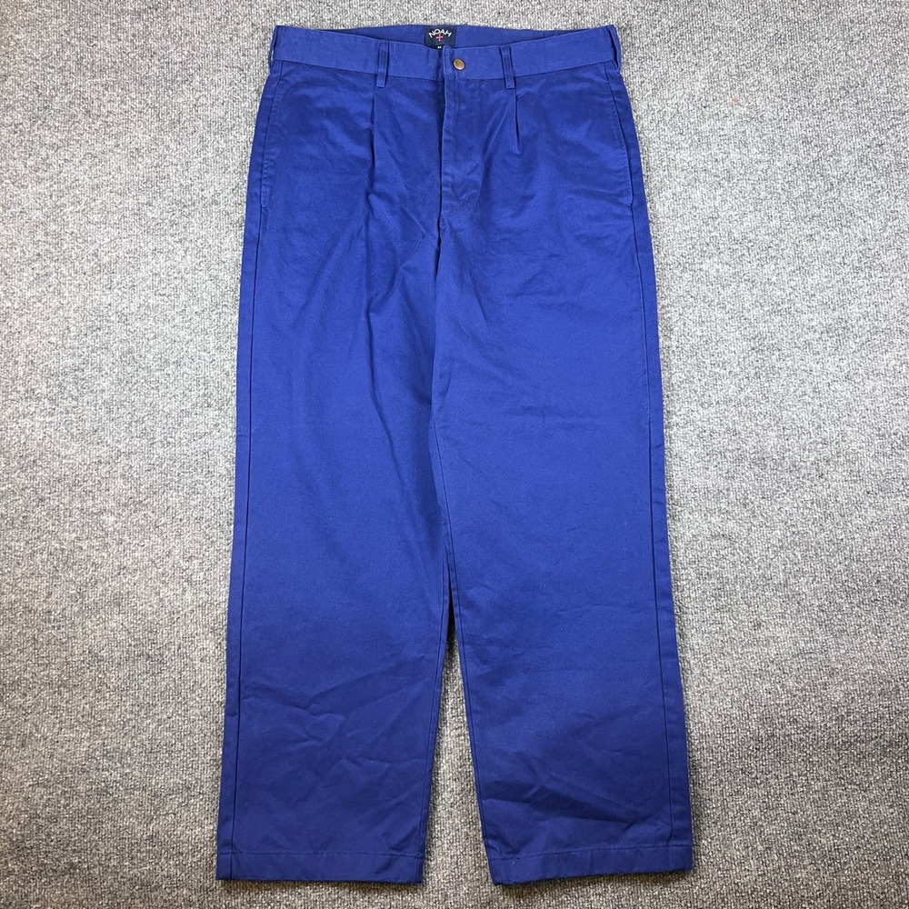 Noah NYC Pants Mens 34x30 Blue Twill Chino Pleated Wide Leg Baggy Trouser